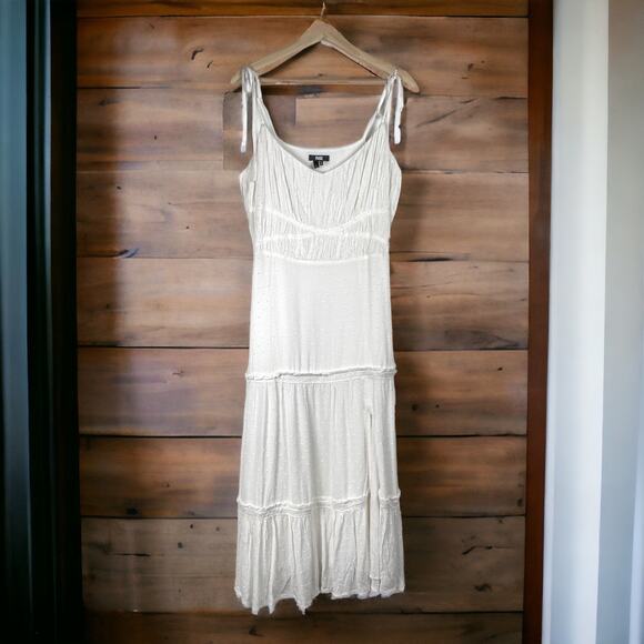 PAIGE Inesa Midi Dress White Coquette Minimalist Size L Party Wedding Guest - Picture 3 of 13